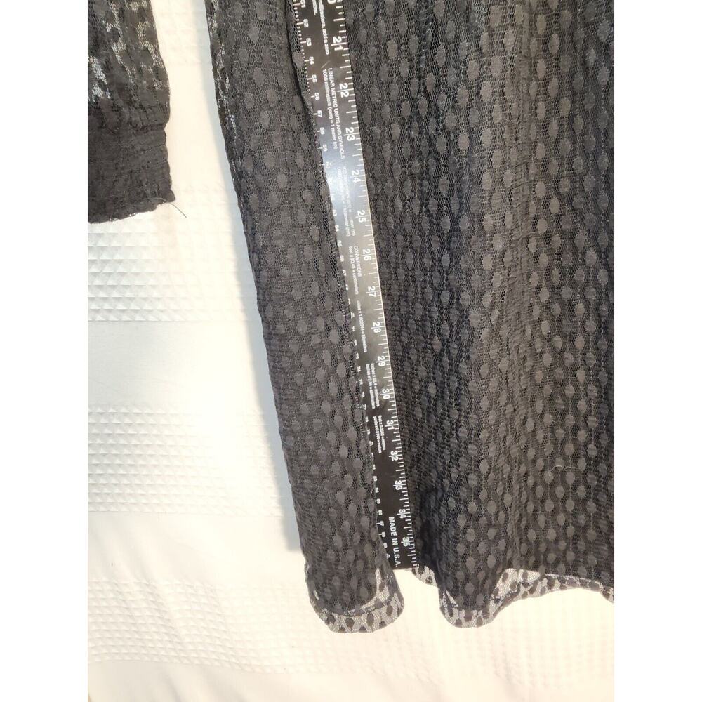 Nina Leonard Dress Womens Size Large Black Sheer High Neck Stretch Midi - Picture 7 of 10